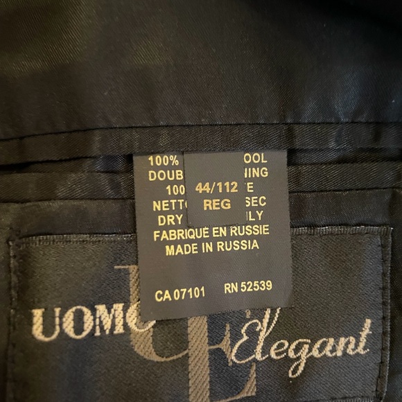 UOMO ELEGANT  men's  wool blend dark Black blazer size 44 R - Picture 4 of 6